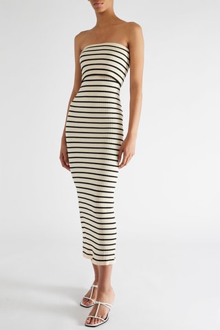 Robe bustier - Beige et noir