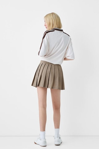 Jupe plissée taille haute - Beige