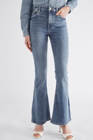 Jean flare taille haute - Bleu