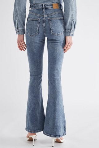 Jean flare taille haute - Bleu