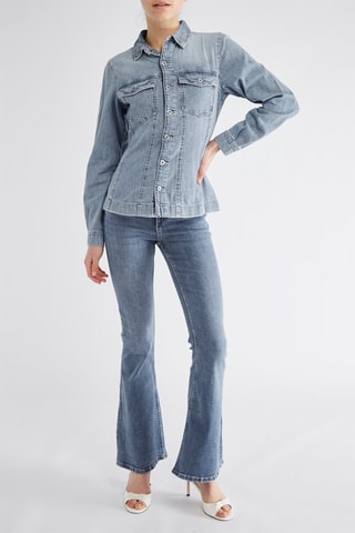 Jean flare taille haute - Bleu