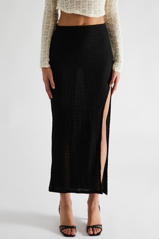 Jupe midi taille haute - Noir