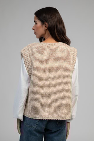 Mouwloos Wollen Vest - Gemêleerd Beige