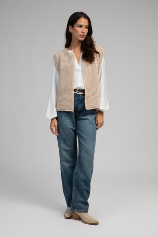Mouwloos Wollen Vest - Gemêleerd Beige