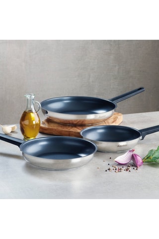 3 frigideiras de aço inoxidável Qulinox - 20/24/28 cm