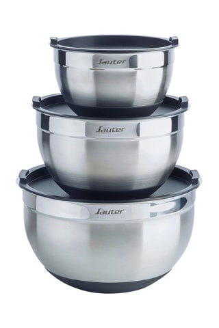 3 saladeiras em aço inoxidável e silicone - 16/20/24 cm