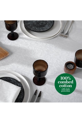 Toalha de mesa retangular Jacquard Fleurette - 170 x 250 cm - Branco