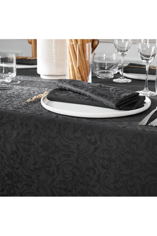 Toalha de mesa retangular Jacquard Fleurette - 170 x 300 cm - Cinzento-escuro