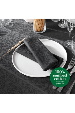 4 guardanapos Jacquard Fleurette - Cinzento-escuro