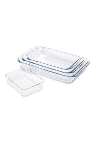 4 travessas para forno em vidro borossilicato - 20,4 x 13,3 x 4,8 cm/29,5 x 17,5 x 5,1 cm/34,6 x 20,6 x 5,2 cm/39,3 x 23,6 x 5,2 cm