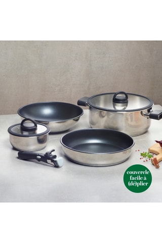 Trem de cozinha em aço inoxidável sem PFOA - 7 peças