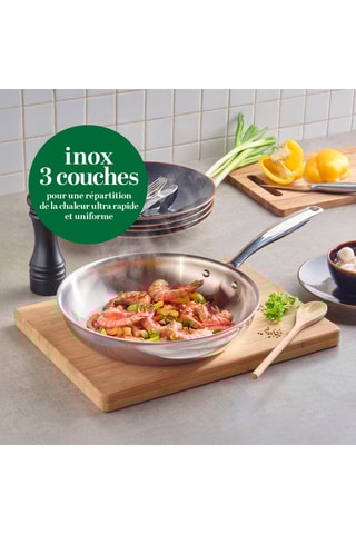 Frigideira em aço inoxidável revestimento cerâmica - 24 cm