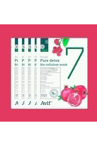 5 Gezichtsmaskers met 7 Fruitextracten en Kokosnoot Pure Detox - 5 x 23 g