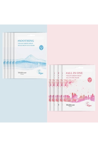 10 Gezichtsmaskers met Hyaluronzuur Vegan Green Mild - 10 x 25 ml