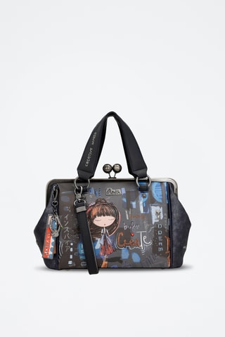 Handtas Antraciet en marineblauw