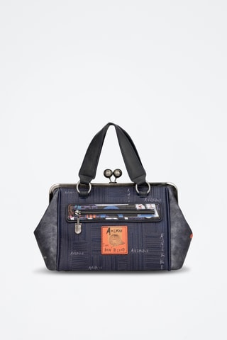 Handtas Antraciet en marineblauw