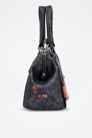 Handtas Antraciet en marineblauw