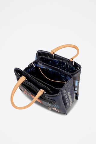 Handtas Antraciet en marineblauw