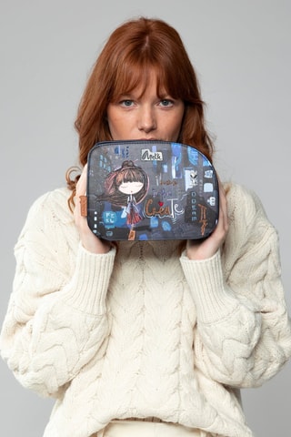 Schoudertas Antraciet en marineblauw