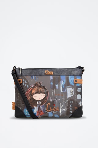 Schoudertas Antraciet en marineblauw