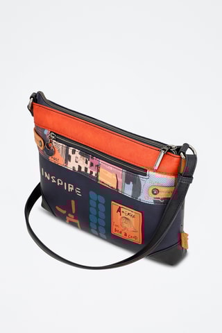 Schoudertas Antraciet en marineblauw