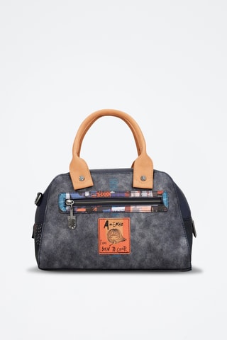 Handtas Antraciet en marineblauw