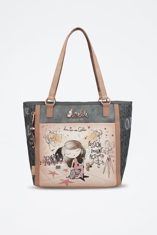 Shopper Antraciet en Beige