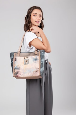 Shopper Antraciet en Beige