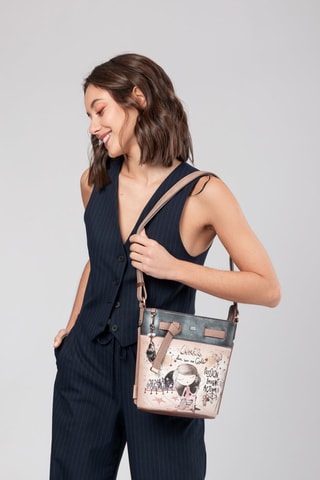 Schoudertas Beige en Antraciet