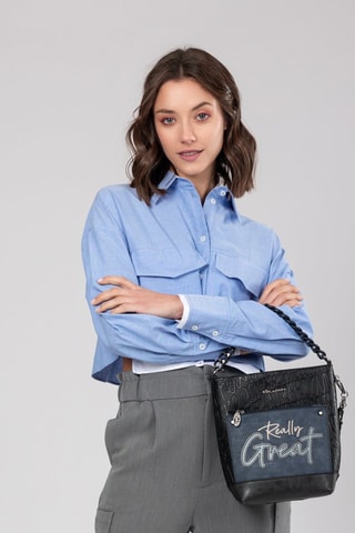 Handtas - Antraciet en Zwart