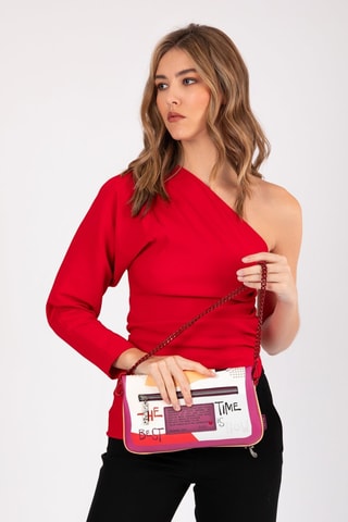 Handtas - Fuchsia en Wit