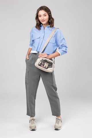 Schoudertas Ecru en Zwart