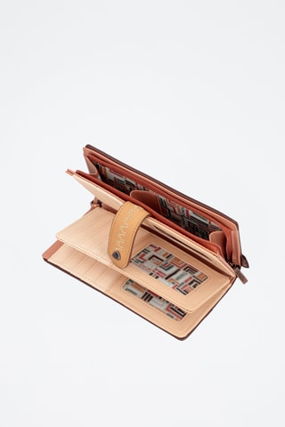 Portefeuille Steenrood en Ecru