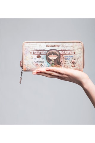 Portefeuille Steenrood en Ecru