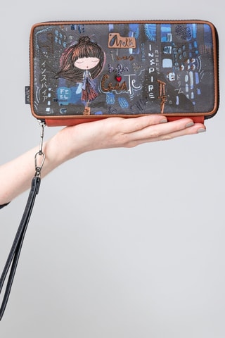 Portefeuille Donkergrijs en steenrood