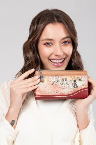 Clutch en Pasjeshouder - Beige en Steenrood