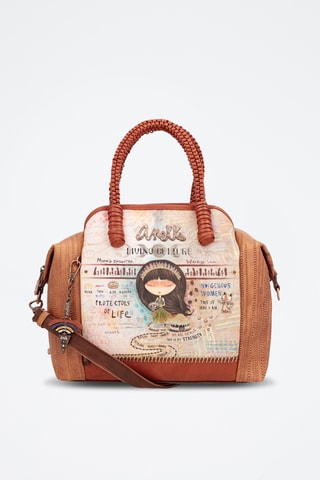 Handtas Steenrood en beige