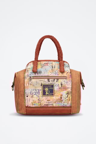 Handtas Steenrood en beige