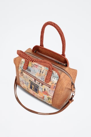 Handtas Steenrood en beige