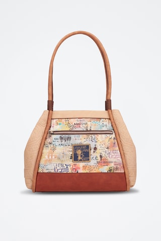 Handtas - Steenrood en beige