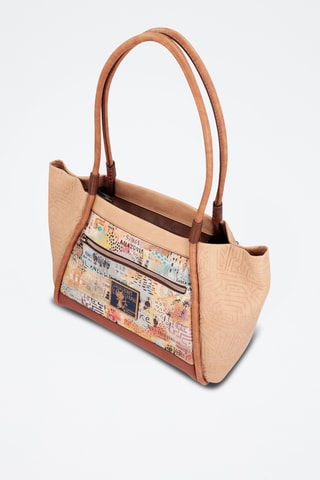 Handtas - Steenrood en beige