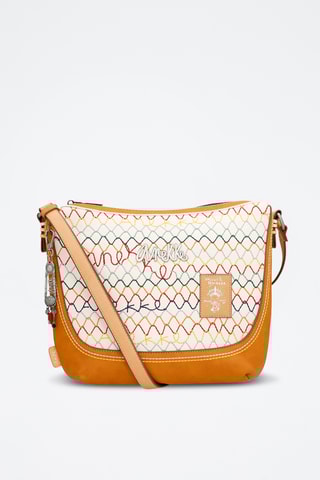 Schoudertas Wit en Camel