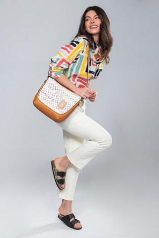 Schoudertas Wit en Camel