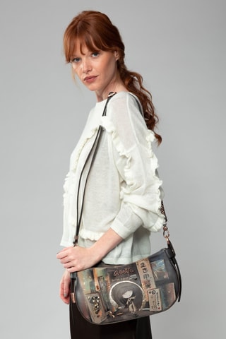 Handtas - Antraciet en Beige