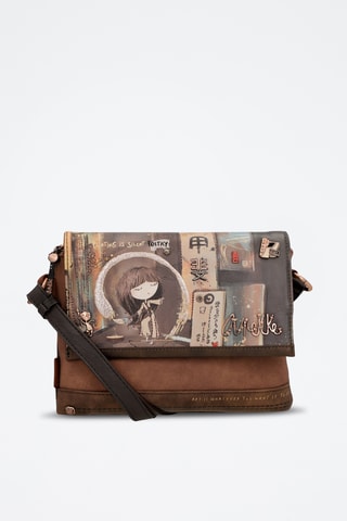 Schoudertas Bruin en antraciet