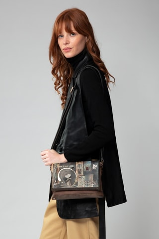 Schoudertas Bruin en antraciet