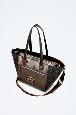 Shopper en Clutch - Wit en Zwart Zwart en Beige