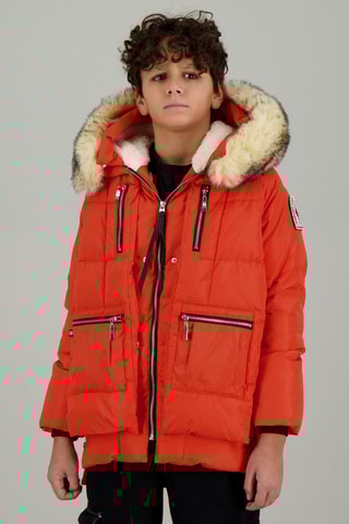 Blusão acolchoado com capuz 3 Vallees Kids - Laranja