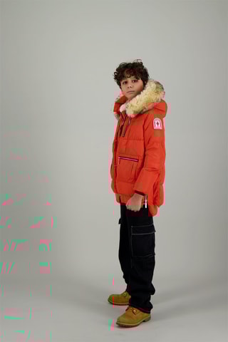 Blusão acolchoado com capuz 3 Vallees Kids - Laranja