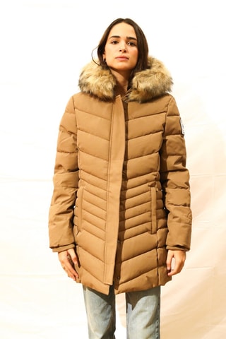 Blusão acolchoado com capuz Crans Montana - Camel